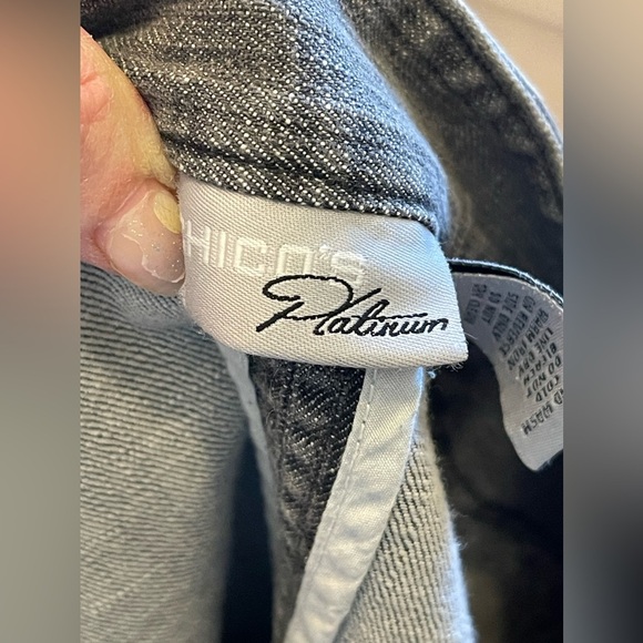 This Chico's Platinum gray embroidered embellished cotton denim jacket Size2/12 - Picture 10 of 10